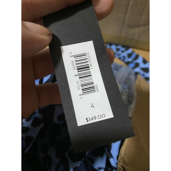 Women's NWT Banana Republic Blue Animal print wide leg cropped jumpsuit size 4 - Picture 6 of 6